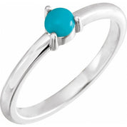 Platinum Natural Turquoise Cabochon Ring