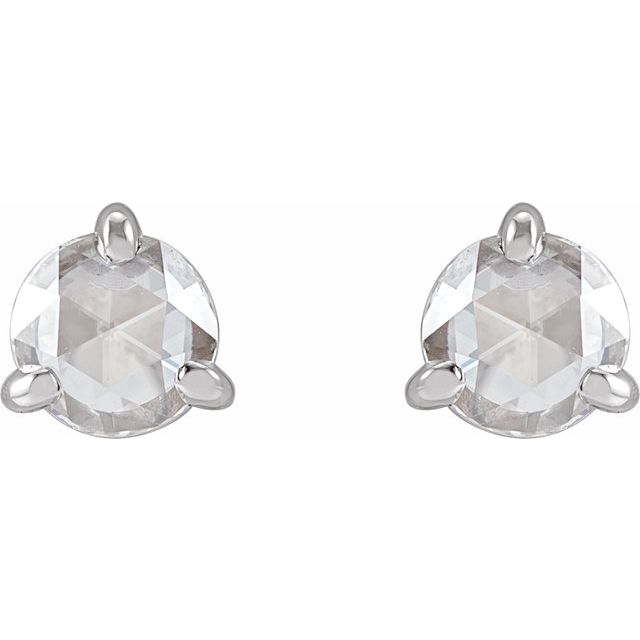 14K White 5/8 CTW Rose-Cut Natural Diamond Stud Earrings