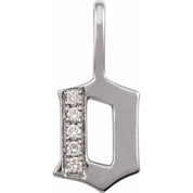 14K White .05 CTW Natural Diamond Gothic Initial O Charm/Pendant