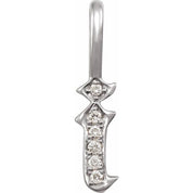 14K White .05 CTW Natural Diamond Gothic Initial I Charm/Pendant