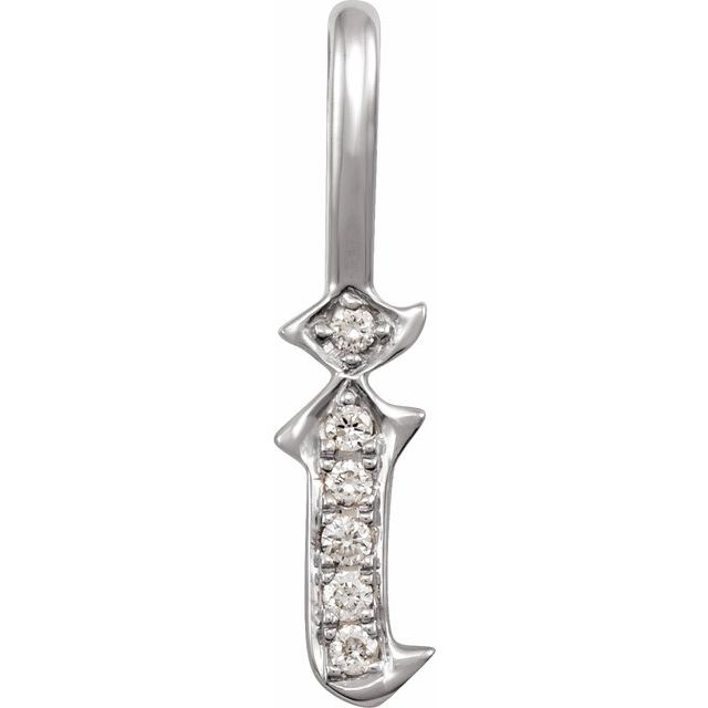14K White .05 CTW Natural Diamond Gothic Initial I Charm/Pendant