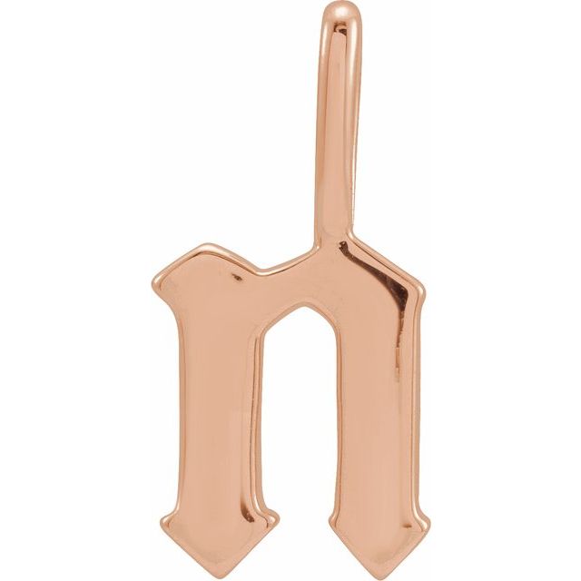 14K Rose Gothic Initial N Charm/Pendant