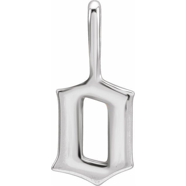 14K White Gothic Initial O Charm/Pendant