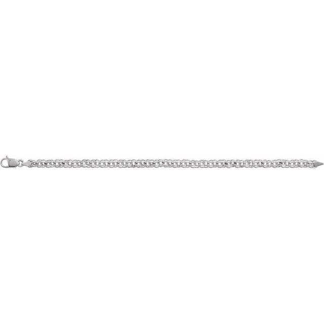 14K White 4.7 mm Cable 7" Chain