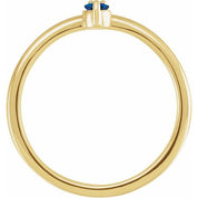 14K Yellow Natural Blue Sapphire & .015 CT Natural Diamond Ring