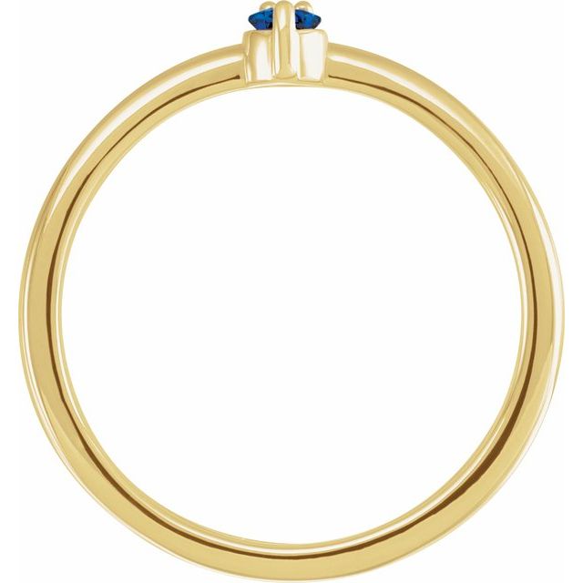14K Yellow Natural Blue Sapphire & .015 CT Natural Diamond Ring