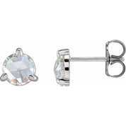 Platinum 1 CTW Rose-Cut Natural Diamond Stud Earrings
