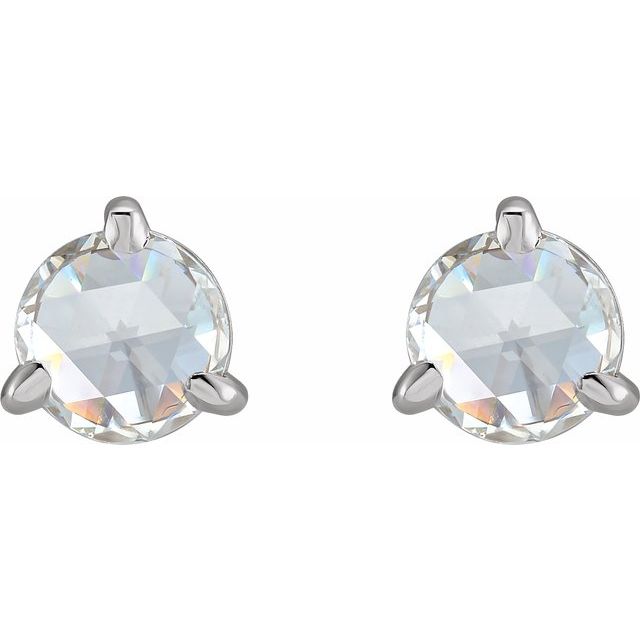Platinum 1 CTW Rose-Cut Natural Diamond Stud Earrings