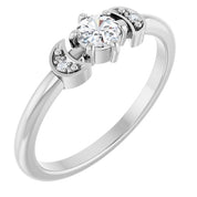 14K White 1/6 CTW Rose-Cut Natural Diamond Stackable Ring