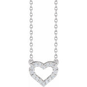 14K Lab-Grown Diamond Heart Necklace 16-18" with 3/8 to 1/5 CTW