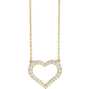 14K Lab-Grown Diamond Heart Necklace 16-18" with 3/8 to 1/5 CTW
