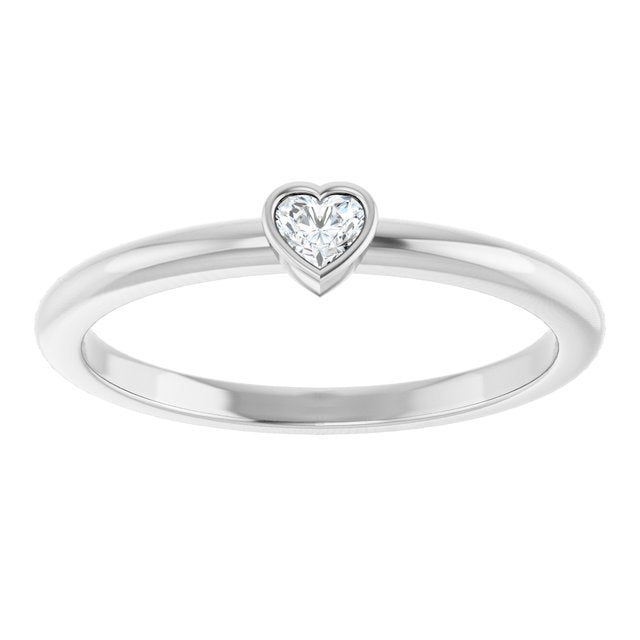 Platinum 1/10 CT Natural Diamond Stackable Ring