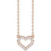 14K Lab-Grown Diamond Heart Necklace 16-18" with 3/8 to 1/5 CTW