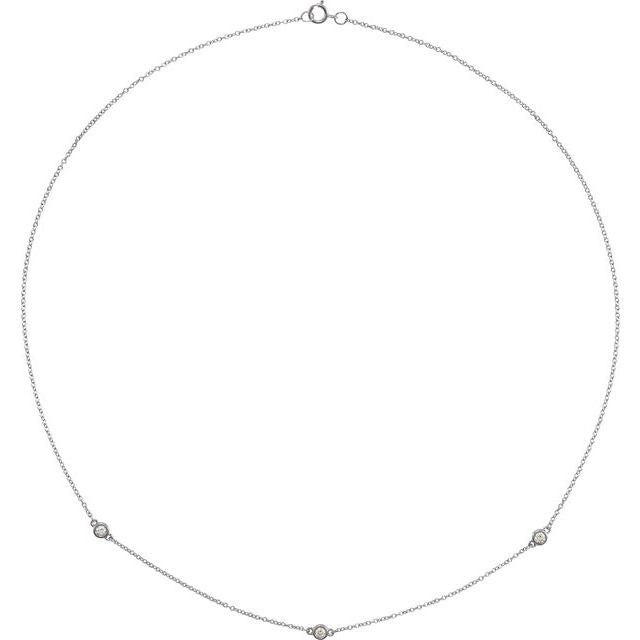 14K Lab-Grown Diamond 3-Station and 5-Station 18" Necklace with CTW Options