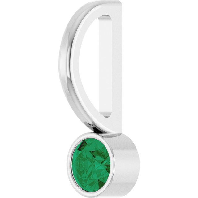 Sterling Silver Lab-Grown Emerald Charm/Pendant