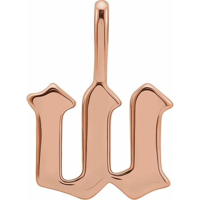 14K Rose Gothic Initial W Charm/Pendant