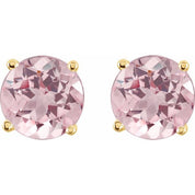 14K Yellow 5 mm Natural Pink Morganite Stud Earrings