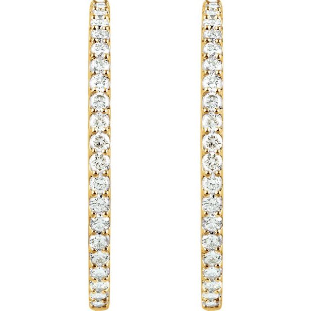 14K Yellow 5 CTW Lab-Grown Diamond Inside-Outside 41.5 mm Hinged Hoop Earrings