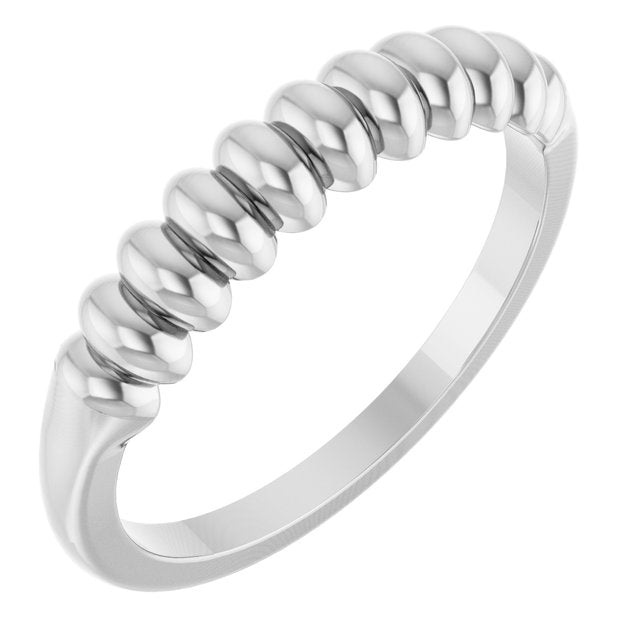 14K White Puffed Stackable Ring