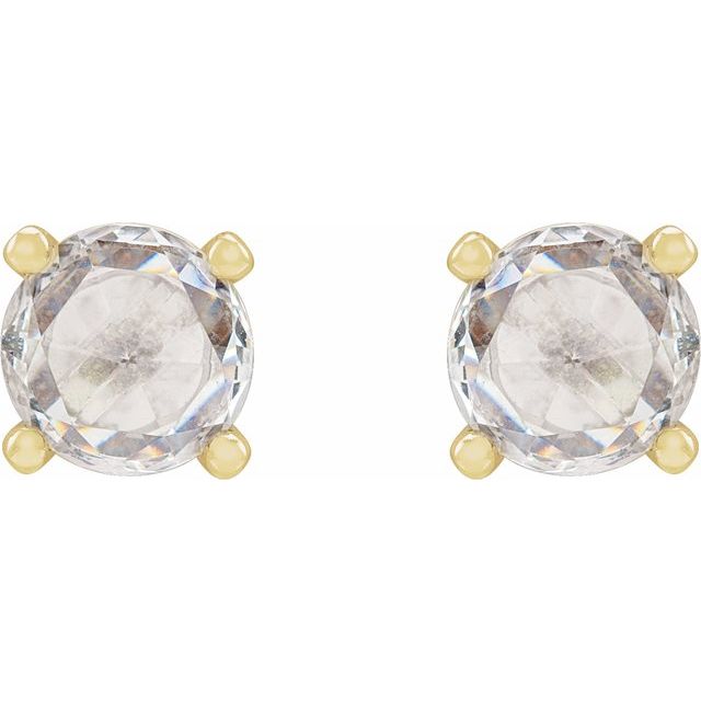 14K Yellow 1/8 CTW Rose-Cut Natural Diamond Stud Earrings