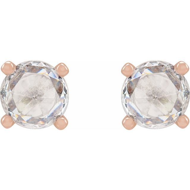 14K Rose 1/5 CTW Rose-Cut Natural Diamond  Stud Earrings