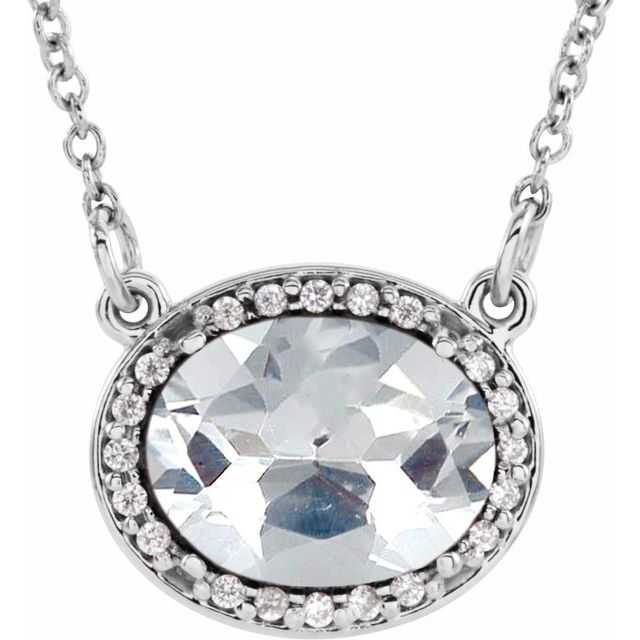14K White Imitation White Diamond & .04 CTW Natural Diamond 16 1/2" Necklace