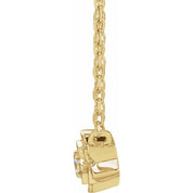 14K .015 CT Natural Diamond Flower Necklace 16-18" Adjustable Chain