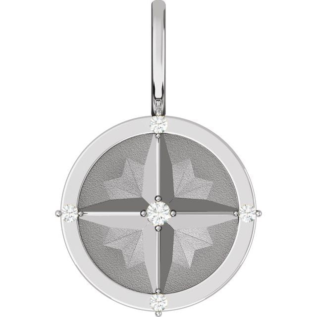 Platinum .03 CTW Natural Diamond Compass Charm/Pendant