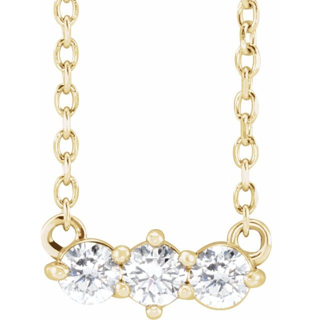 14K 1/5 CTW Natural Diamond Three-Stone 18" Necklace