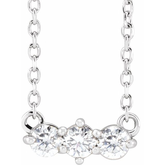 14K 1/5 CTW Natural Diamond Three-Stone 18" Necklace