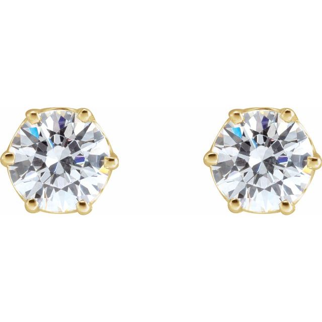 14K Yellow 5.2 mm Imitation White Cubic Zirconia Stud Earrings