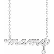 Platinum .015 CT Natural Diamond Mama 18" Necklace