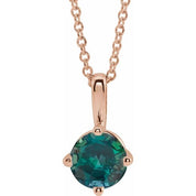 14K Rose 4 mm Lab-Grown Alexandrite Solitaire 16-18" Necklace