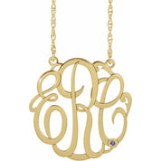 10K Imitation Tanzanite Script Monogram Necklace with 2 or 3 Initials in Multiple Sizes