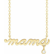 14K .015 CT Natural Diamond Mama 18" Necklace