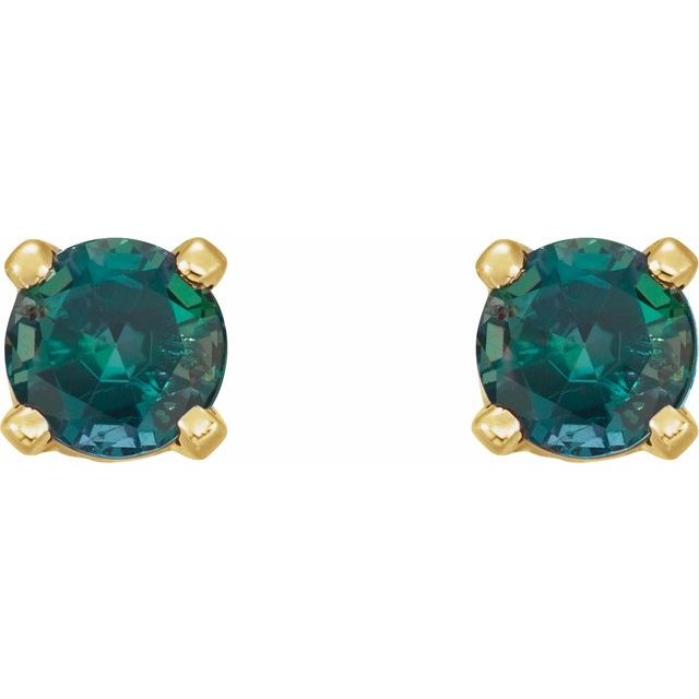 14K Yellow Lab-Grown Alexandrite Earrings