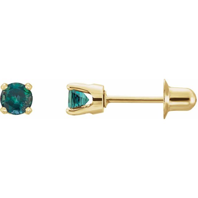 14K Yellow Lab-Grown Alexandrite Earrings