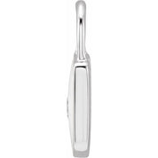 14K White .035 CT Natural  Diamond & White Enamel Lock Charm/Pendant