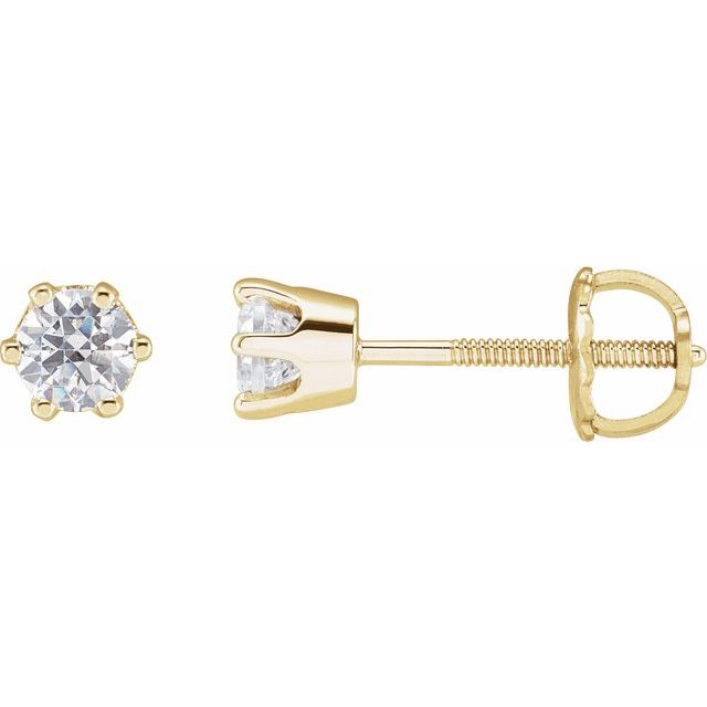 14K Yellow 4.1 mm Imitation White Cubic Zirconia Stud Earrings