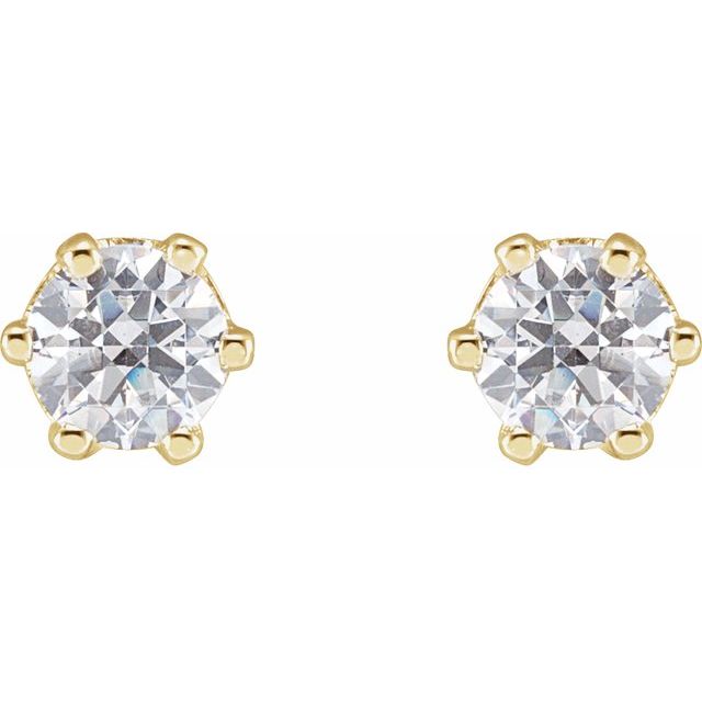 14K Yellow 4.1 mm Imitation White Cubic Zirconia Stud Earrings