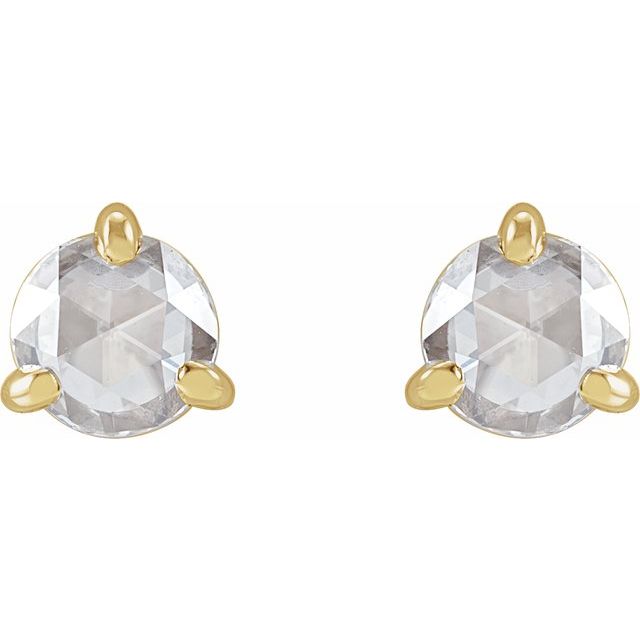 14K Yellow 5 mmRose-Cut Lab-Grown Moissanite Stud Earrings