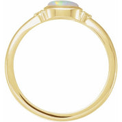 14K Yellow Natural White Opal & .03 CTW Natural Diamond Ring