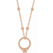 14K Rose .03 CT Natural Diamond Tiny Solitaire Ring 18" Necklace