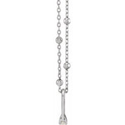 14K White .03 CT Natural Diamond Tiny Solitaire Ring 18" Necklace