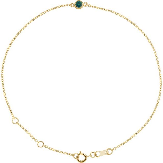 14K Yellow Lab-Grown Alexandrite Bezel-Set Solitaire 6 1/2-7 1/2" Bracelet