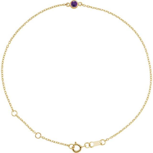 14K Yellow Natural Amethyst 6 1/2-7 1/2" Bracelet