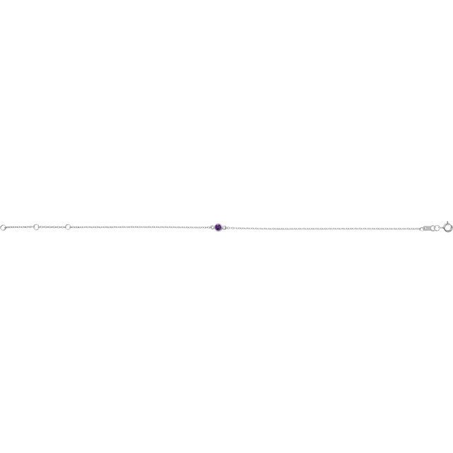 Platinum Natural Amethyst Bezel-Set Solitaire 6 1/2-7 1/2" Bracelet