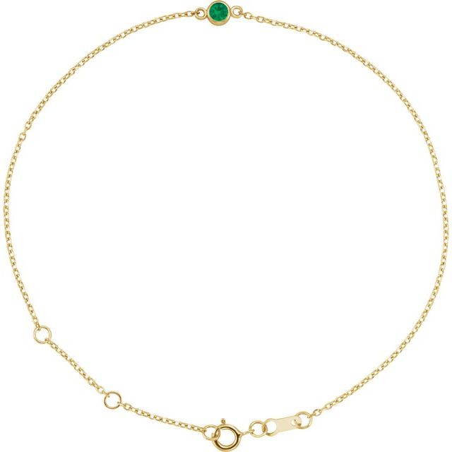 14K Yellow Lab-Grown Emerald 6 1/2-7 1/2" Bracelet