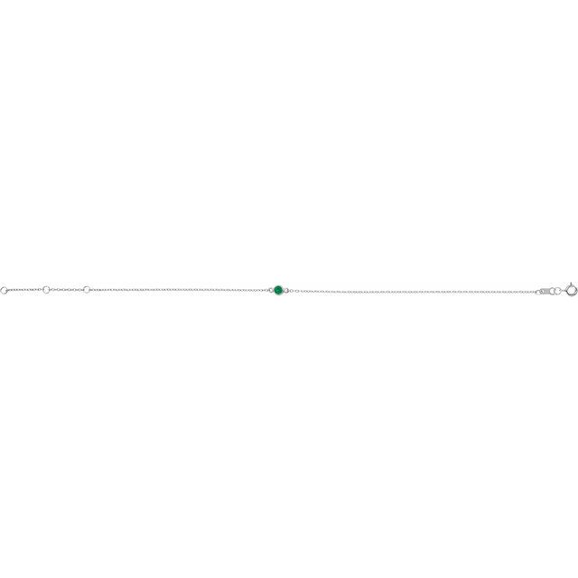 14K White Lab-Grown Emerald Bezel-Set Solitaire 6 1/2-7 1/2" Bracelet