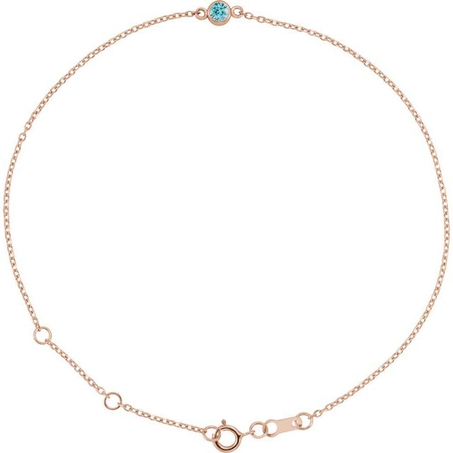 14K Rose Natural Blue Zircon 6 1/2-7 1/2" Bracelet